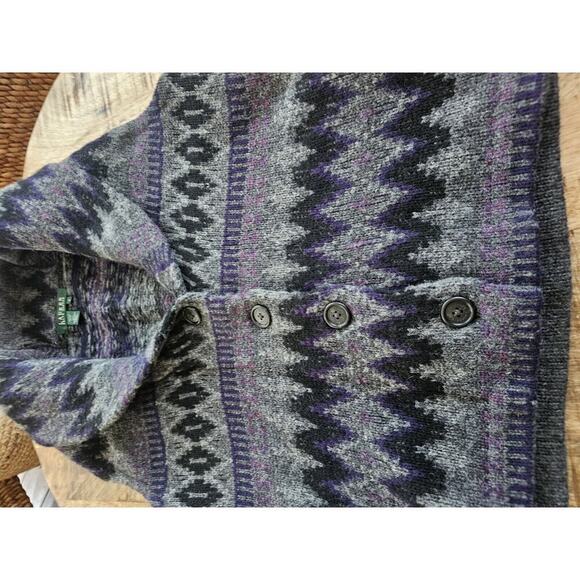 Lauren Ralph Lauren 100% Wool Aztec Vest Womens Size M Preppy Southwestern - Picture 3 of 7